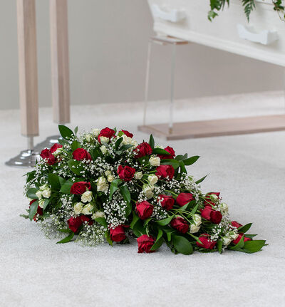 Båredekorasjon i rødt og hvitt 75 cm Båredekorasjon i rødt og hvitt 75 cm